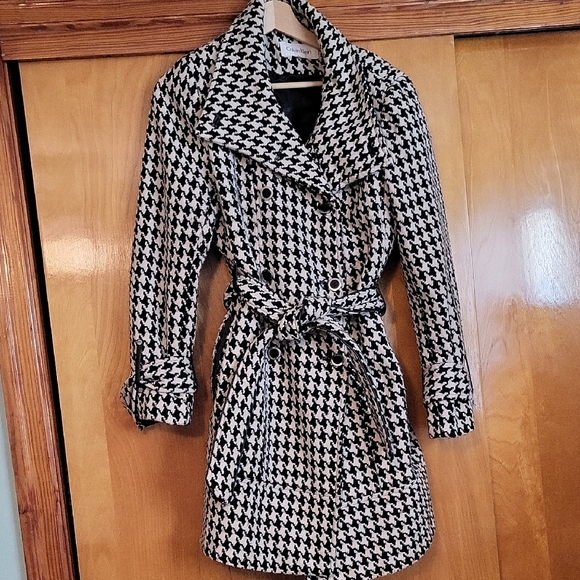 Calvin Klein Houndstooth Trench Coat - Picture 1 of 6